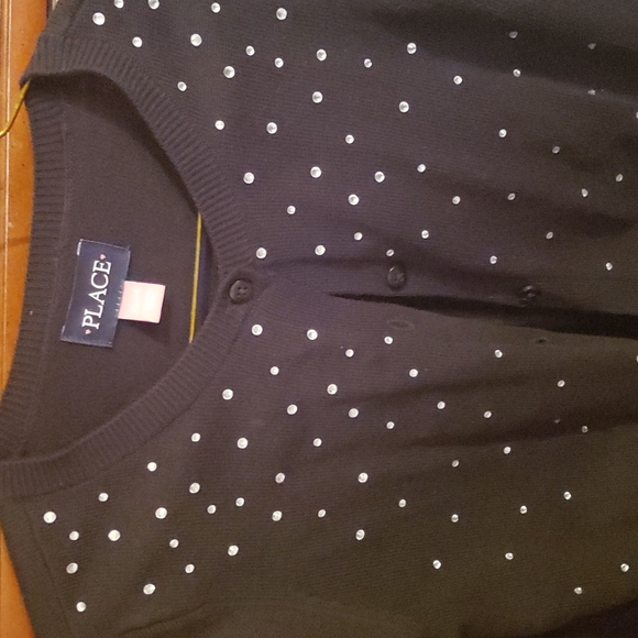 Girls black jewel cardigan sweater - Picture 2 of 3